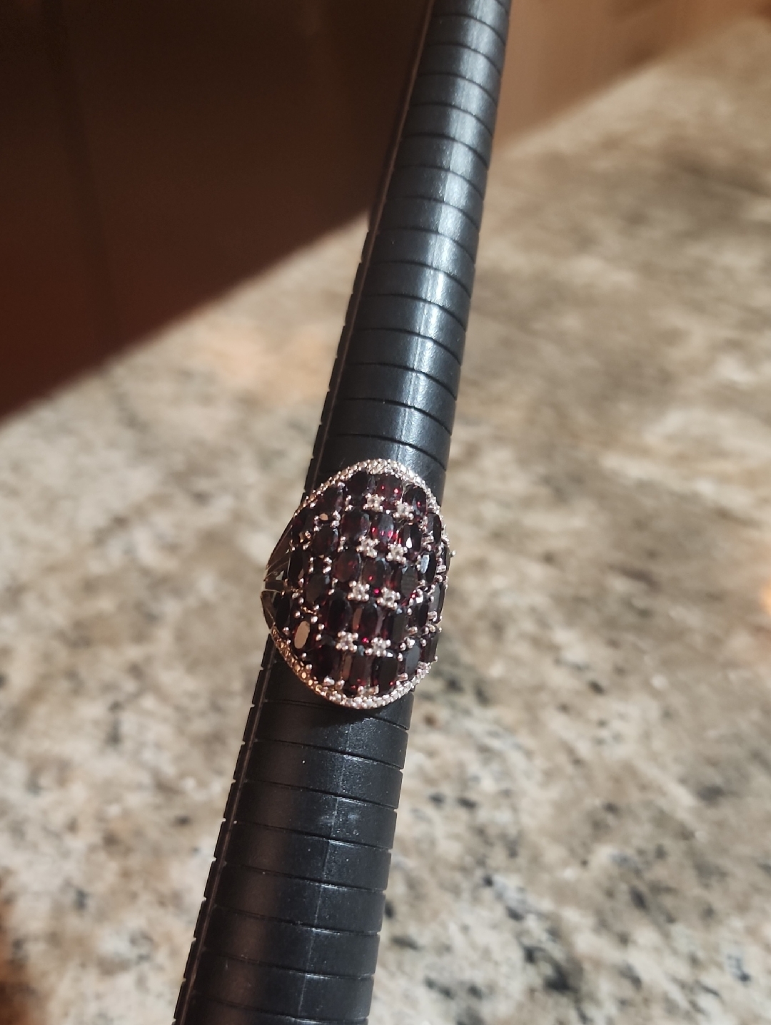 Silver Red Garnet Cluster Ring - Women Jewelry 25$